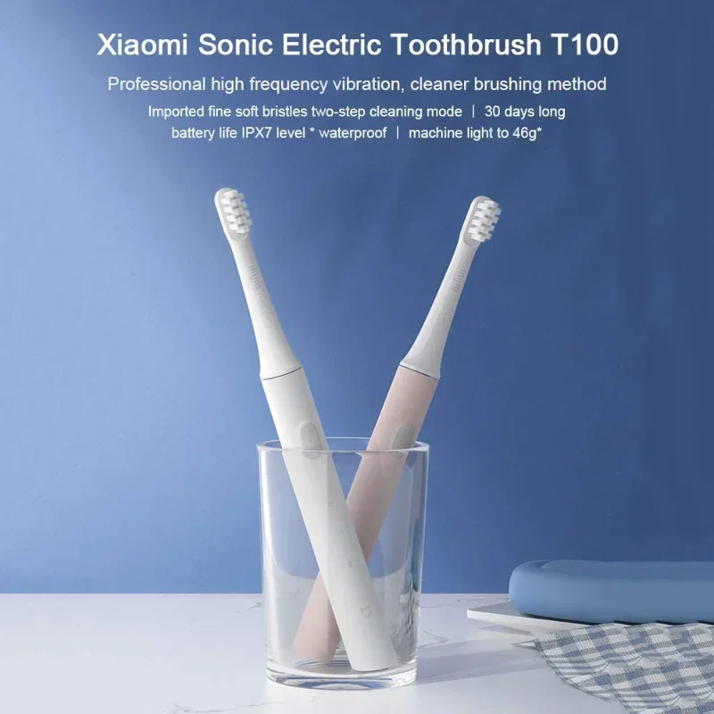 

T100 Sonic Electric Toothbrush Mi Smart Tooth Brush Colorful USB Rechargeable IPX7 Waterproof For Toothbrushes head