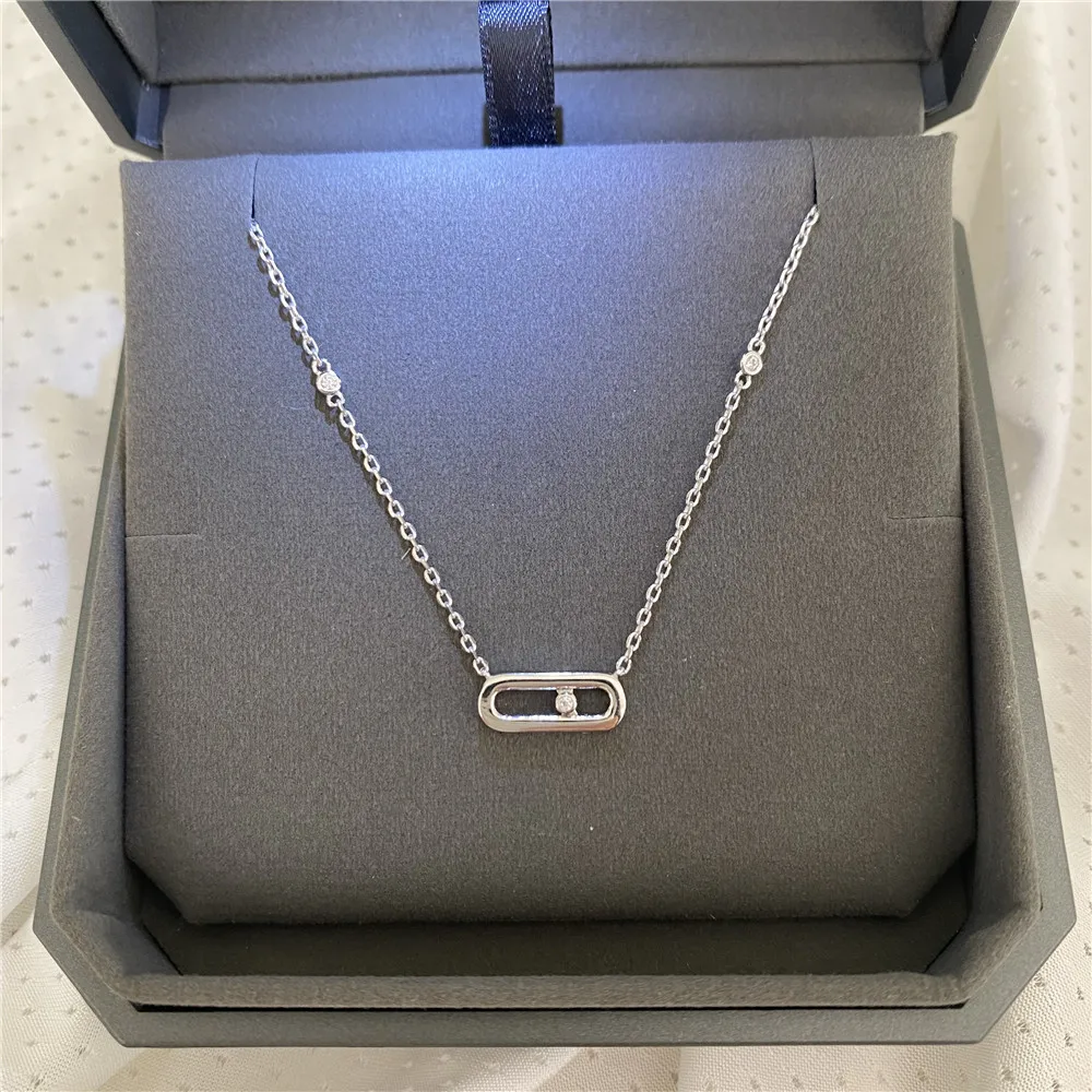 Silver pendant 925 sterling silver women's diamond pendant necklace classic MOVE series 5 water drop diamonds