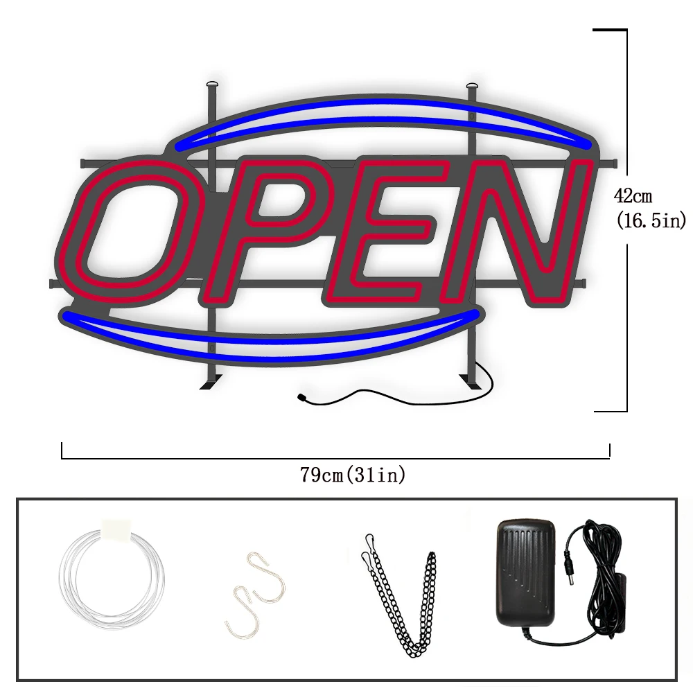 Large Customizable Iron frame Outdoor Waterproof LED Open Wall Sign for Hotel Pub Cafe Man Cave Light Art Wall Decoration