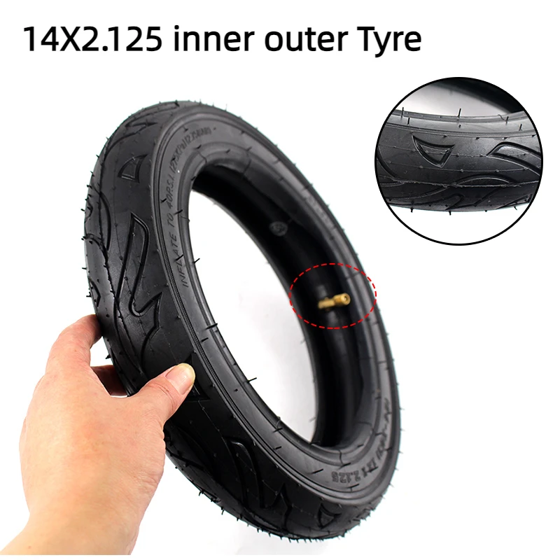 Premium Antiskid Electric Bicycle Tire Inner Tube, 14x2.125