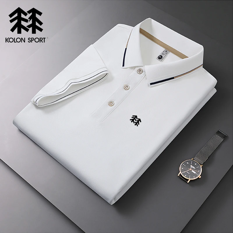 Embroidered KOLONSPORT Polo Men's Hot Selling Polo Shirt Summer New Business Leisure Breathable High-Quality Polo Shirt for Men