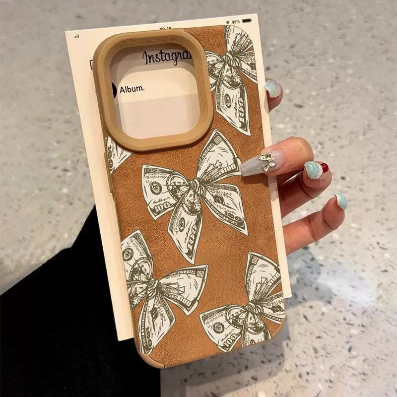 Cartoon Coffee Pattern Shockproof Executive Fiber Leather Phone Case