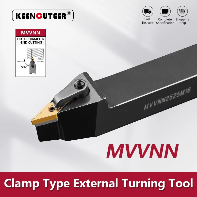 

MVVNN1616 MVVNN2020 MVVNN2525 MVVNN3232 External Turning Tool MVVNN Lathe Bar Turning Holder CNC Cutting Tool Cutter Bar