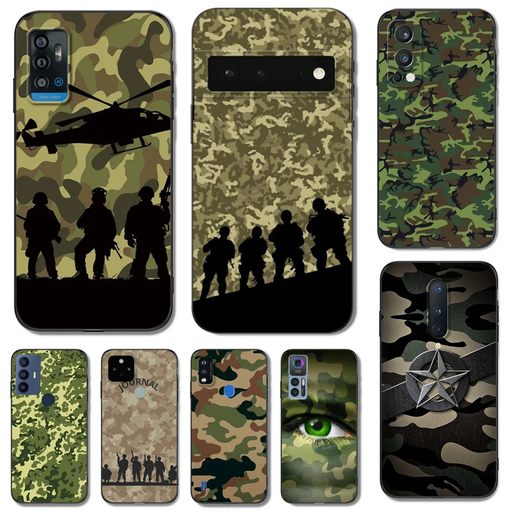 Custodia In Tpu Nero Per Google Pixel 4 4A 4Xl 5 5A 5Xl 6 6A 7 Pro Cover Camouflage Military