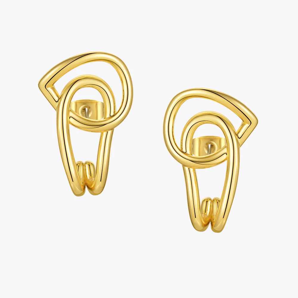 ENFASHION Interlaced Stud Earrings For Women Gold Color Geometric Piercing Earings Fashion Jewelry Friends Gifts Brincos E201186
