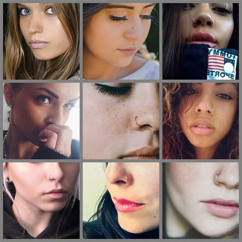 6/8/10mm Surgical Steel Fake Non Nose Stud Ring False Lip Curler Septum Piercing Hoop Jewelry for Women Men Body Accessories piercing jewelry,nose rings,body piercing jewelry,body jewelry
