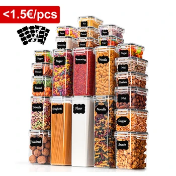 Contenitore per alimenti da cucina con coperchio ermetico, set da 24 set da 48 pezzi (24 contenitori, 24 coperchi), 0,8 L/0,32 L/0,24 L BPA gratuito 1