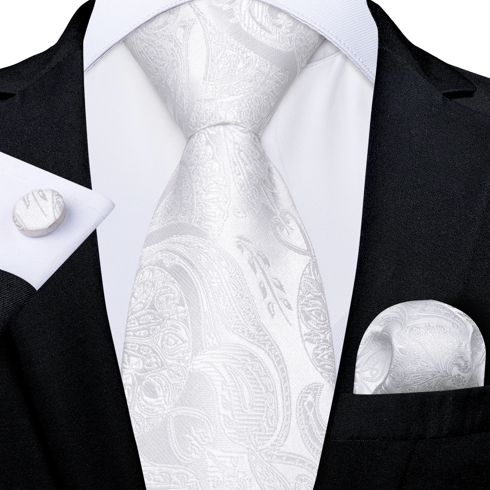 Neck Tie Men's Zipper Ties Pre-tied 8CM Lazy Necktie with Pocket Square Cufflinks For Business Wedding Prom Men Accessories Gravats Gift