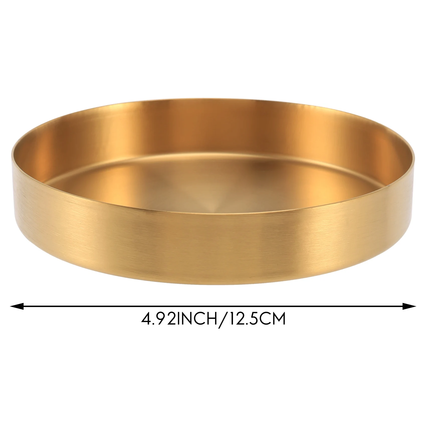 Round Gold Tray,Metal Decorative Tray Makeup Tray Organizer for Vanity,Bathroom,Dress,Matte Brass Finish, 4.9 Inch 6