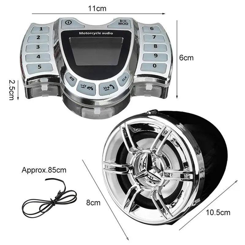 절묘한 4X 오토바이 스테레오 스피커 무선 블루투스 MP3 플레이어 모터 스쿠터 자전거 ATV UTV 용 방수 FM 오디오