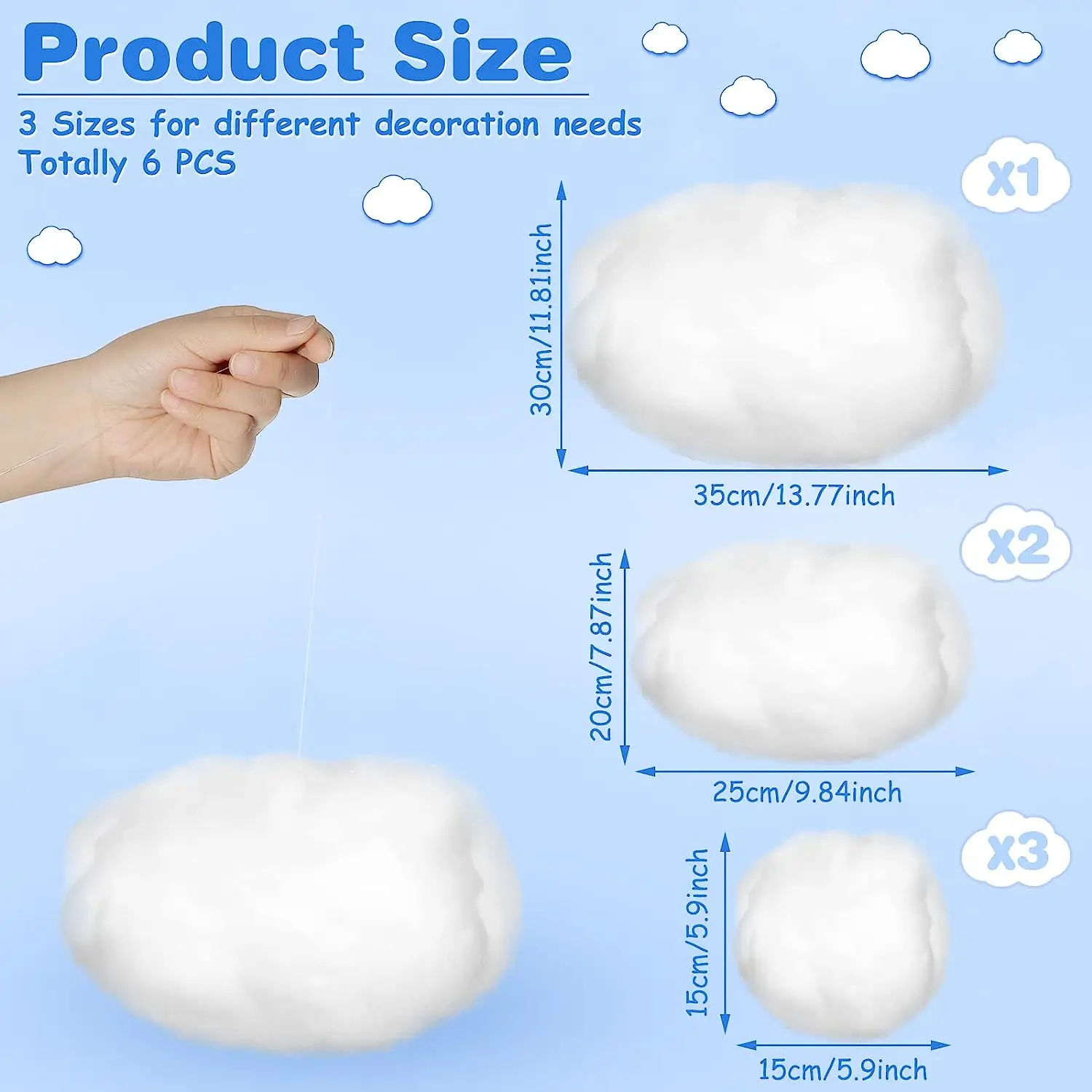 Decorazioni Nuvole Artificiali Appese | 4 Pezzi 25x20x20 Cm Per Feste E Casa