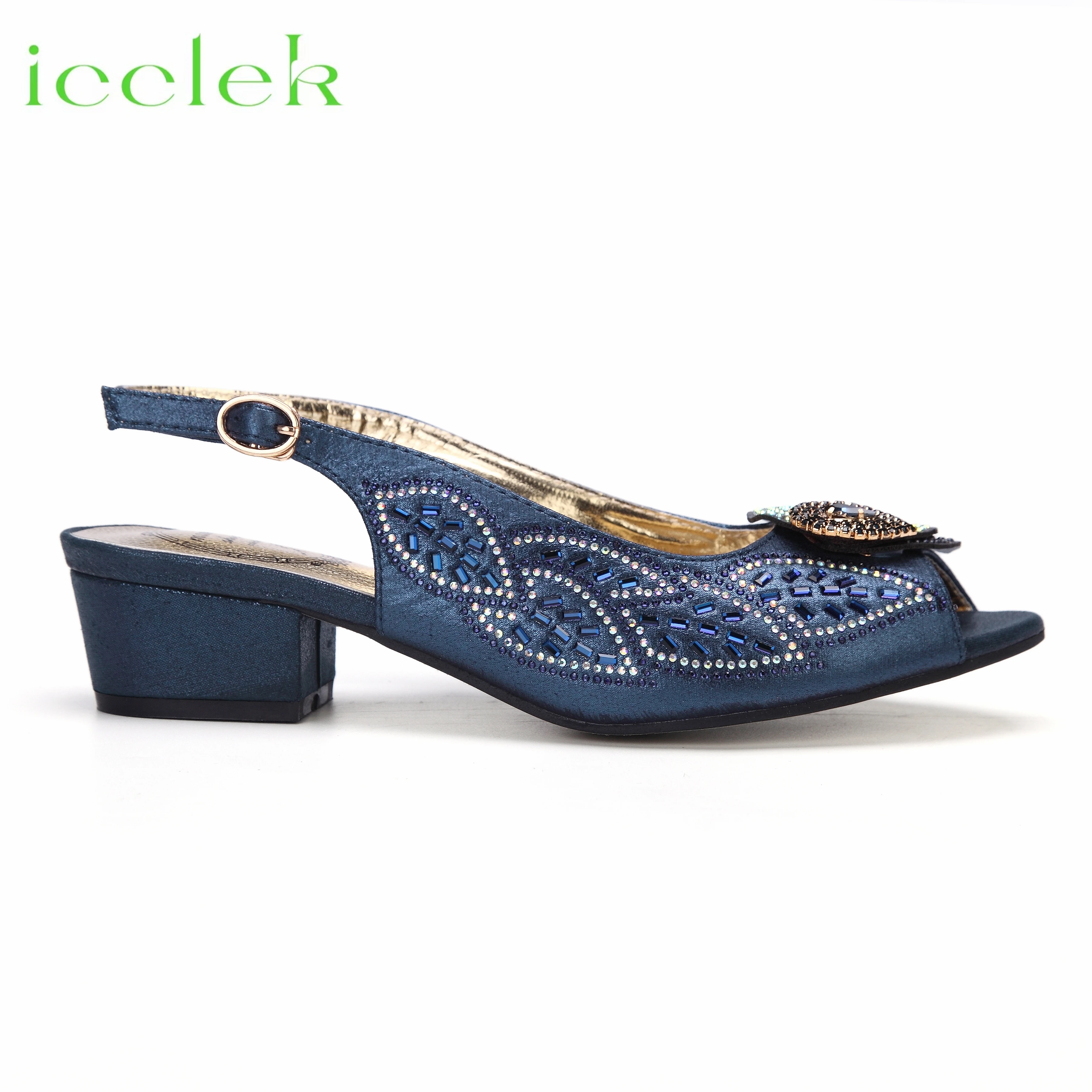 Mature Women Shoes and Bag to Match in Dark Blue Color High - Main Image