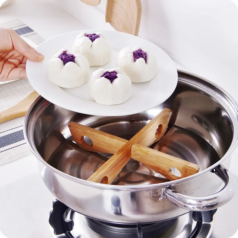 Home Cross Pot Base Stand Insulated Pot, Bowl and Pan Mat Drain Bowl Rack Long Bamboo Pot Base Stand Placemat for Dining Table