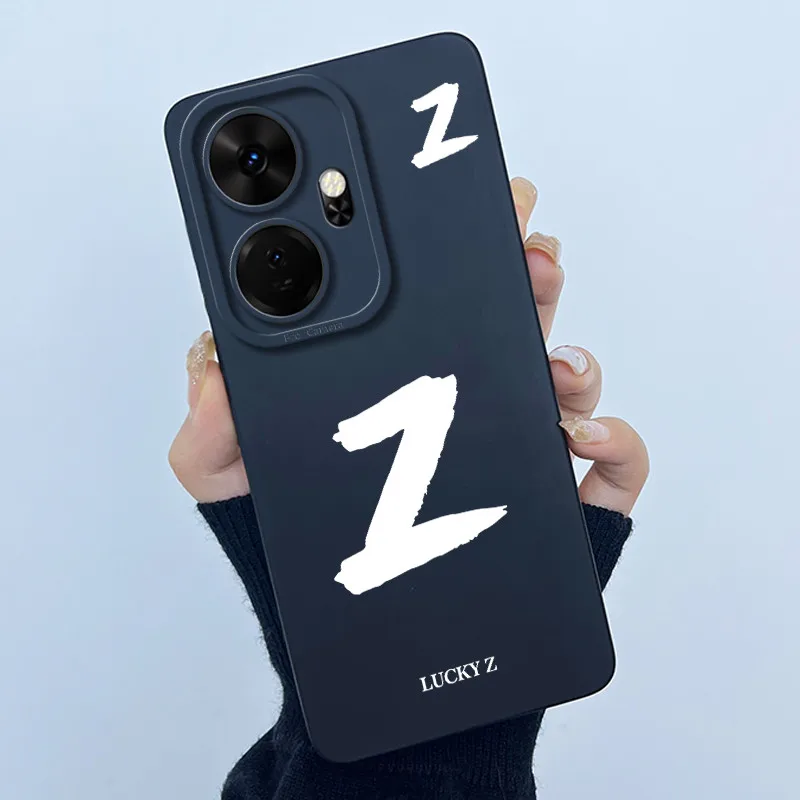 Shockproof Liquid Silicone Soft TPU Case with Lucky Initial Design