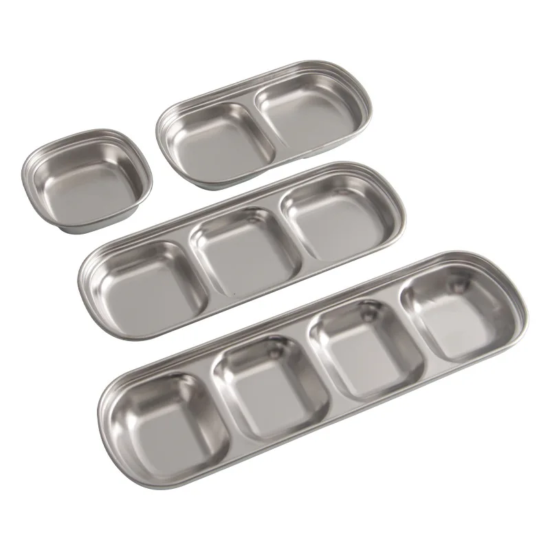 

304 Stainless Steel Pepper Roast Meat Sauce Dishes Wasabi Bowl Separate Sushi Vinegar Soy Plates Tableware Food Seasoning Tray