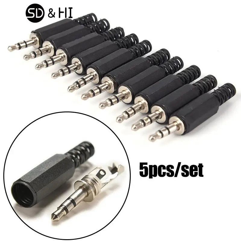 

5PCS 3.5mm 1/8" Audio Male Plug Jack Adapter Stereo Connector Headphone