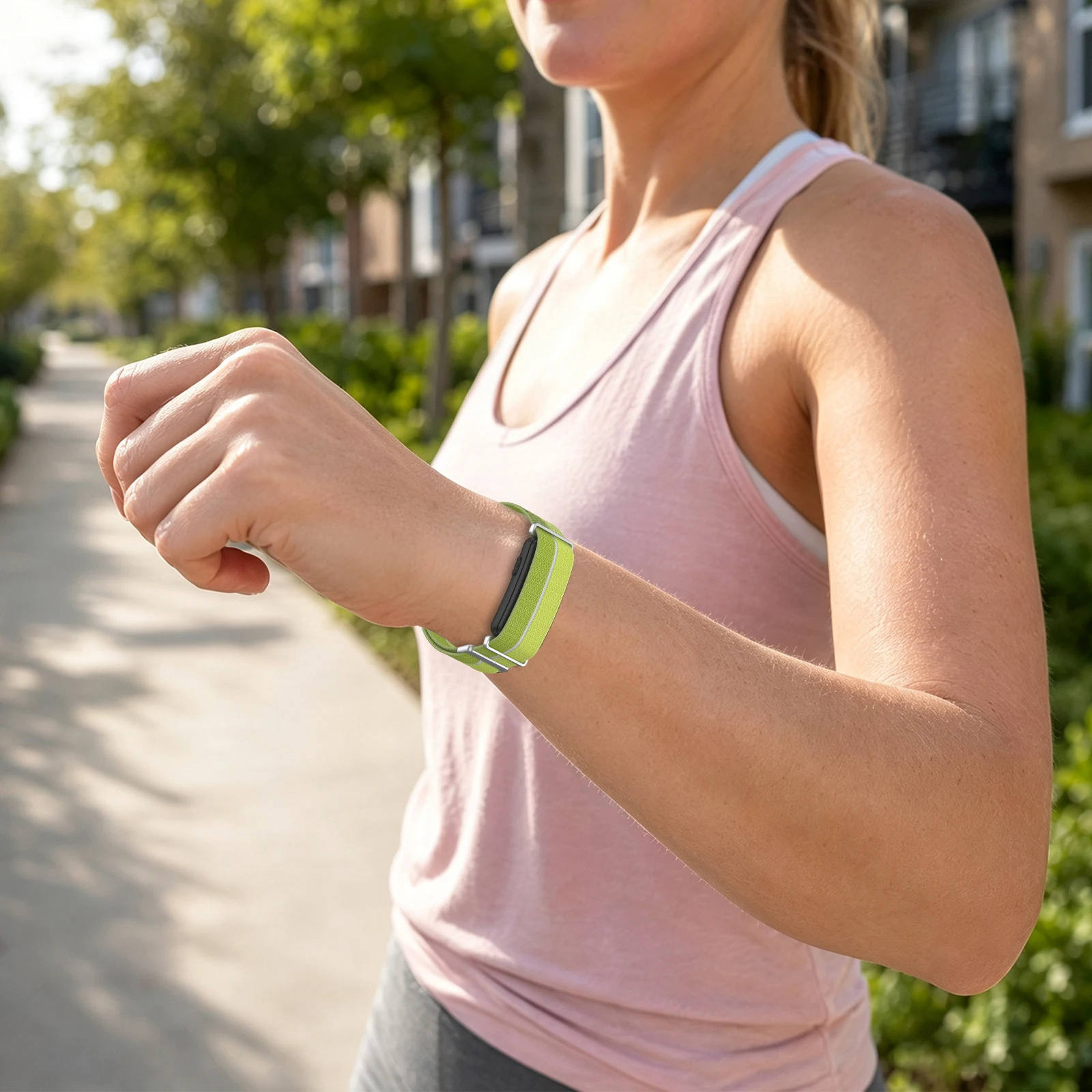 Breathable Nylon Adjustable Band with Sliding Metal Ring Buckle, 22mm