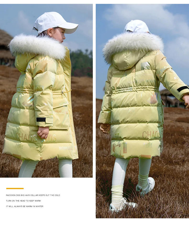 OLEKID 2025 Winter-Daunenjacke für Mädchen, waschfrei, glänzend, Teenager-Mädchen-Jacke, Mantel, 5–12 Jahre, Kinder, Parka, Mädchen-Oberbekleidung, Mantel – Detail 11