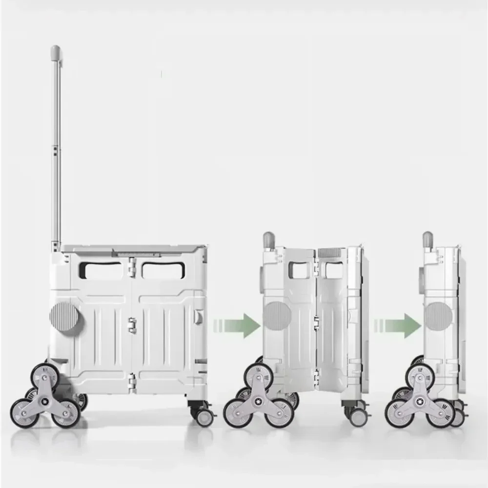 Portable Shopping Cart Outdoor Folding Hand Pushed Camping Cart Vegetable Basket Pull Back Shopping