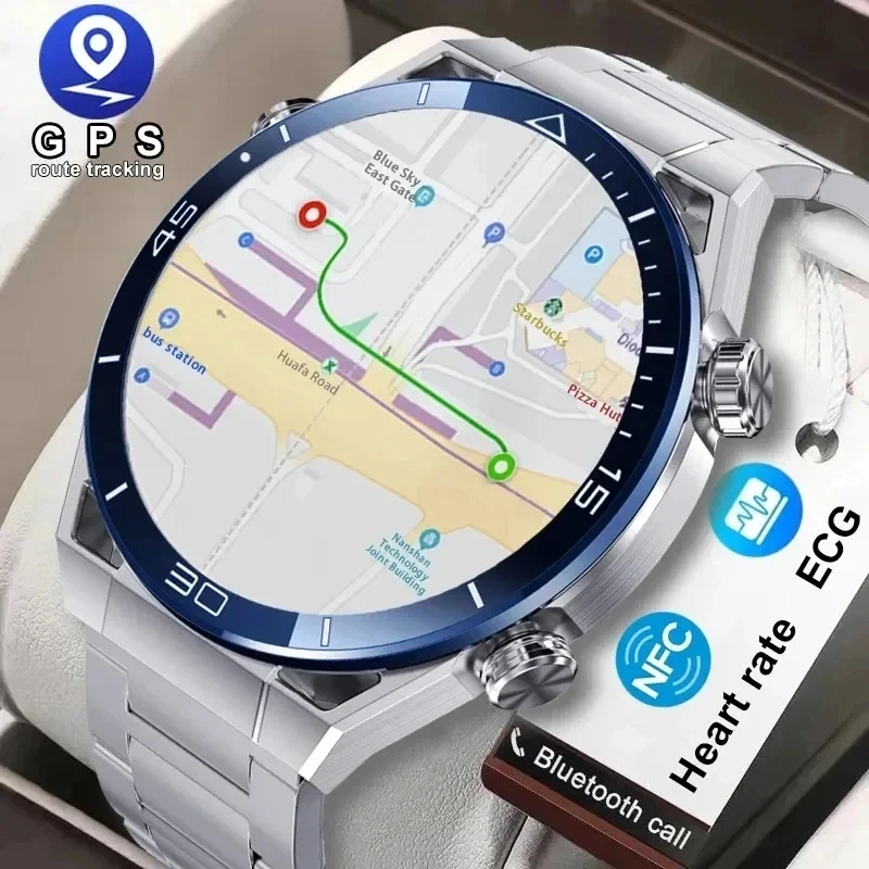 

For Huawei Xiaomi NFC Smart Watch Men GPS Tracker AMOLED 454*454 HD Screen Heart Rate ECG+PPG Bluetooth Call SmartWatch 2024 New