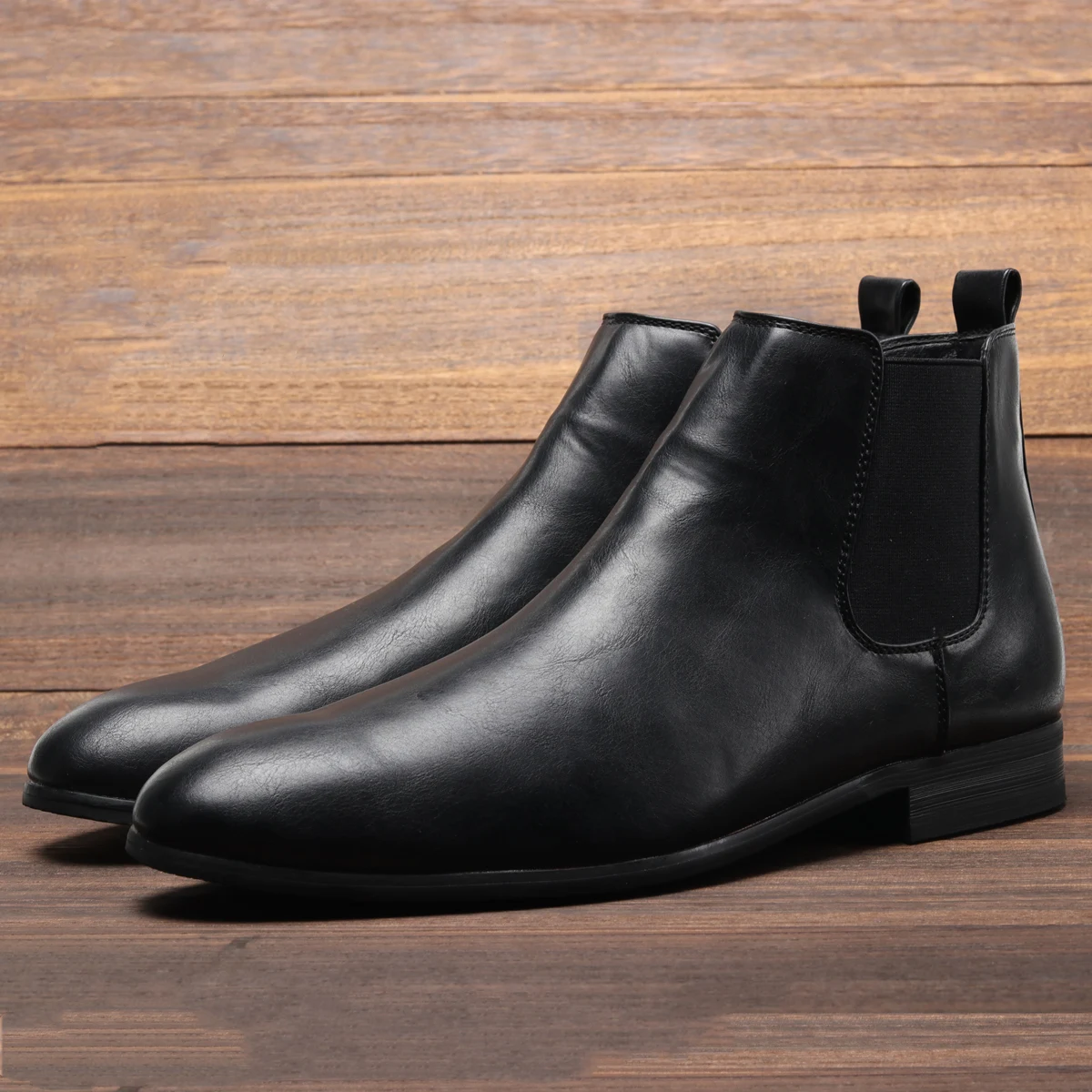 Calzado Porrelli Men\'s Boots Size 7/7.5 Eu 40 Black Leather Ankle Dress Shoes Men main image 3