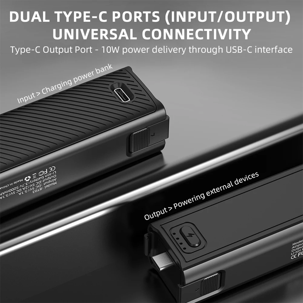 DJI 포켓 3 배터리 수명 컨트롤러 10W 5000mAh 휴대용 고속 충전 충전기 연장봉 (PO3050) DJI 포켓 3 카메라용