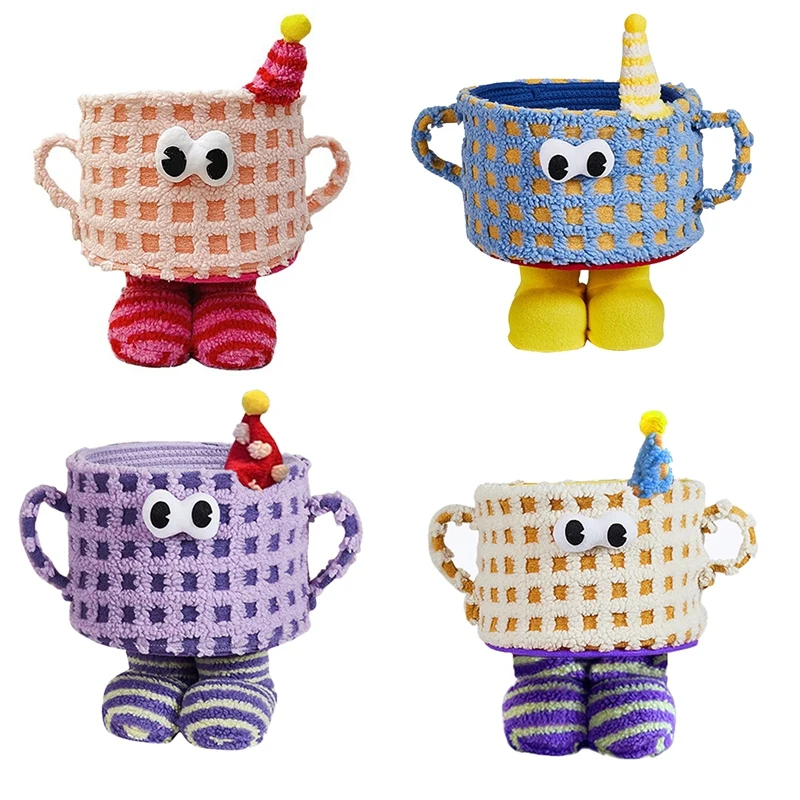 

Популярная Милая корзина для хранения чашек, Забавный органайзер, коробка с ручками, чехлы для белья, для покупок, украшение для дома