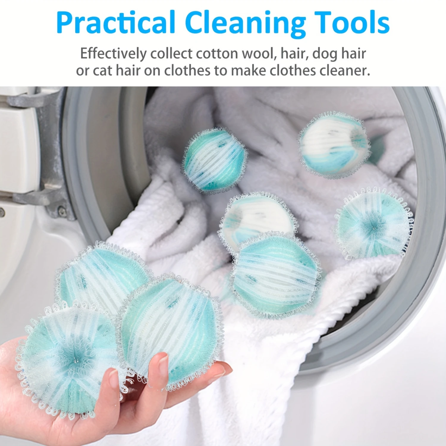 16 Pcs Laundry Pet Hair Remover Reusable Washing Hair Catcher Floating Pet Removal Balls Lint Remover Balls Easy to Use Was