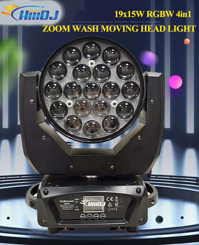 Description Picture 2 of item1-4Pcs Zoom Lyre Wash Dmx 19X15W RGBW 4in1 Flightcase Wash Zoom Rgbw Moving Head Light Stage Spotlight Dj Nightclub Disco