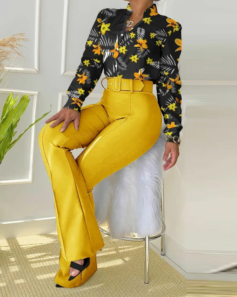 2024 Dashiki African Clothing Autumn Elegant African Print Long Sleeve 2 Piece Top Long Pant Matching Sets African Clothes Women
