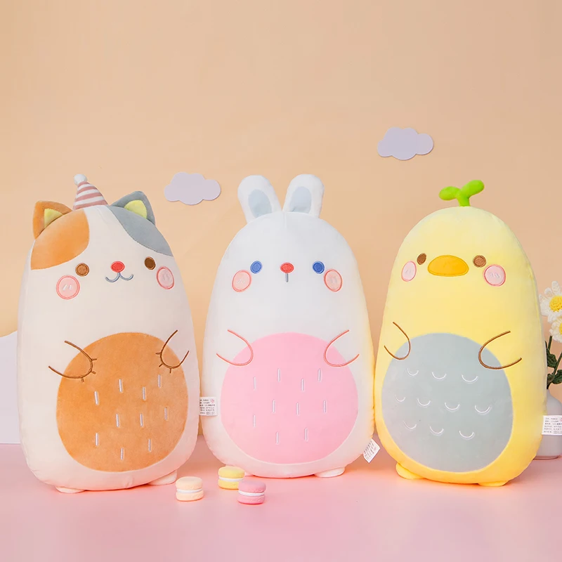 45-80cm Little Animals Plush Toy Fatty Squishy Stuffed Dinosaur Pig Penguin Bear Soft Doll Baby Appeasing Cartoon Plush Cushion