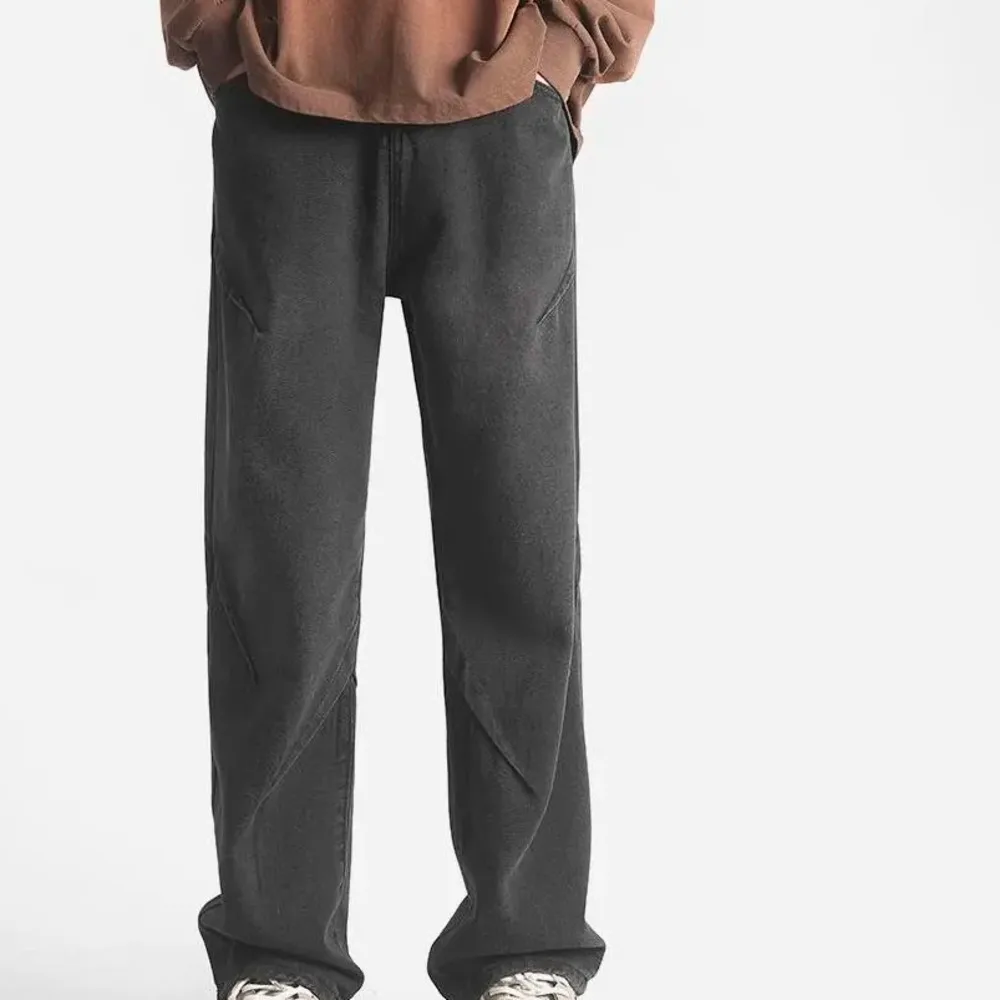 New Spring Pants Washed Jeans Hong Kong Style Loose Straight Leg