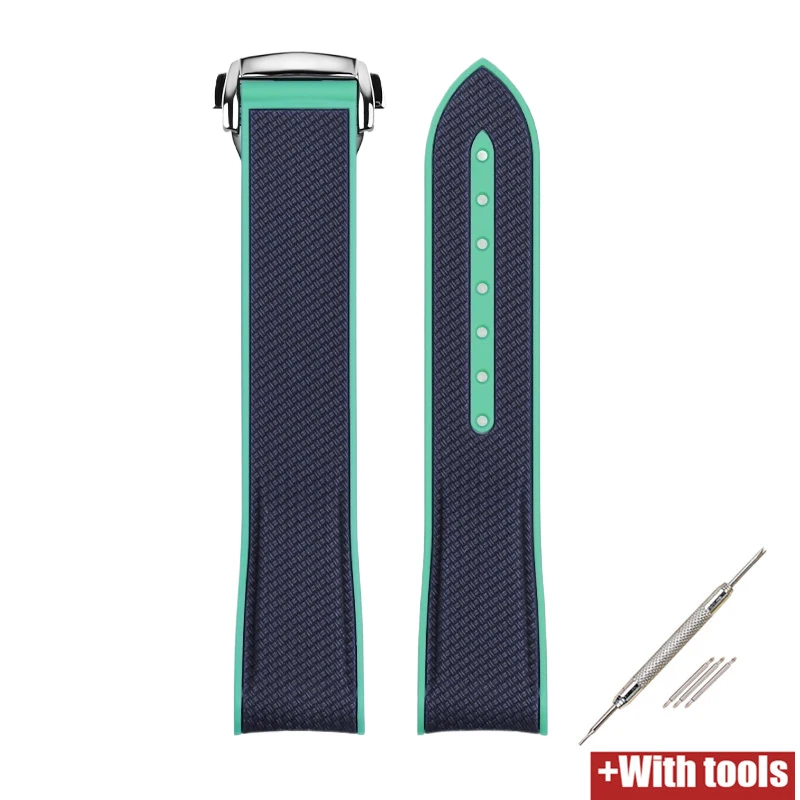 Enhanced Silicone Sport Strap with Curved End and Folding Buckle - 20mm Watch Band