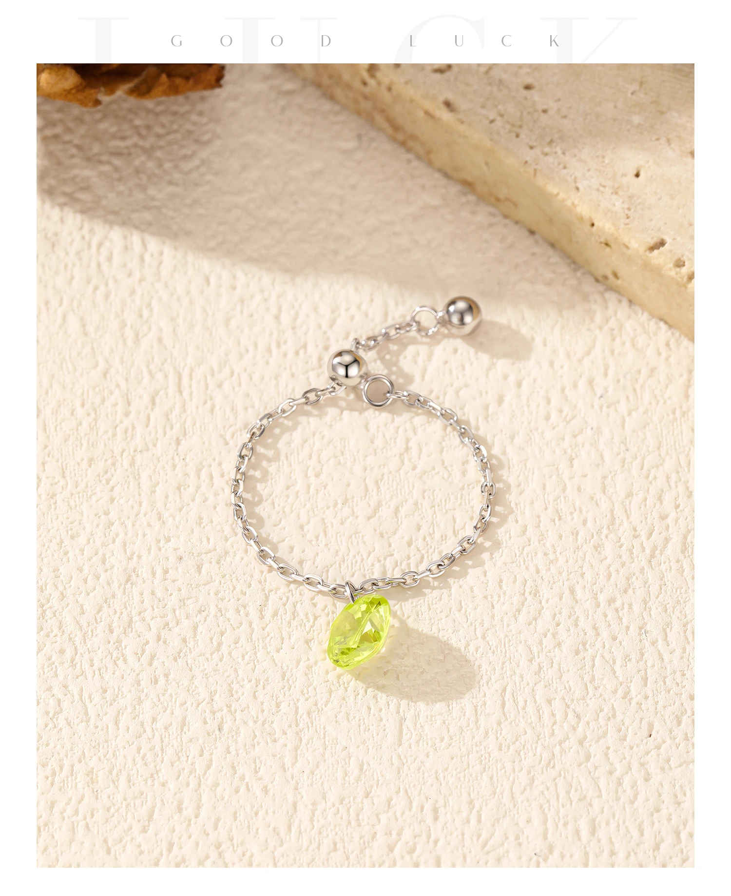 MODIAN 925 Sterling Silber Mode Grün Zirkonia Charmante Gliederkette Verstellbare Fingerringe Für Frauen Schmuck Geschenke – Detail 7