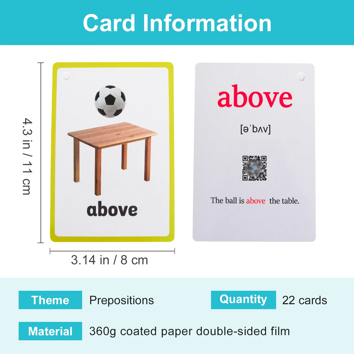 Prepositions Adjective Verb Learn English Words Cards Grammar Vocabulary Educational Flashcard Language Learning Toy Montessori 5