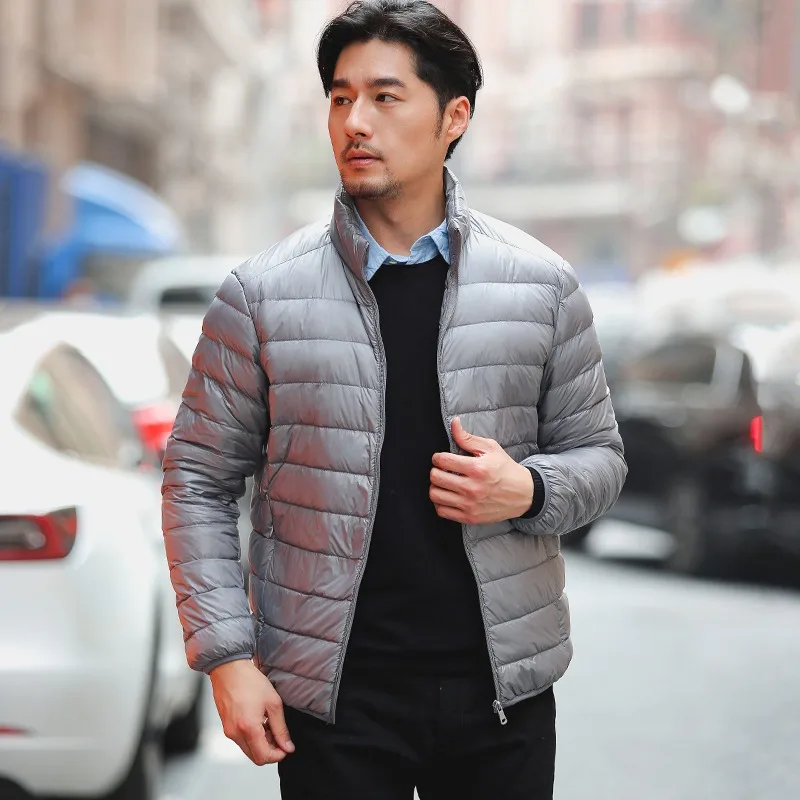 

Men Running Sport Hoodies Jackets Men's Ultralight Down Jacket Fall/Winter Packable Coat Male Oversized Casual Street Clothing