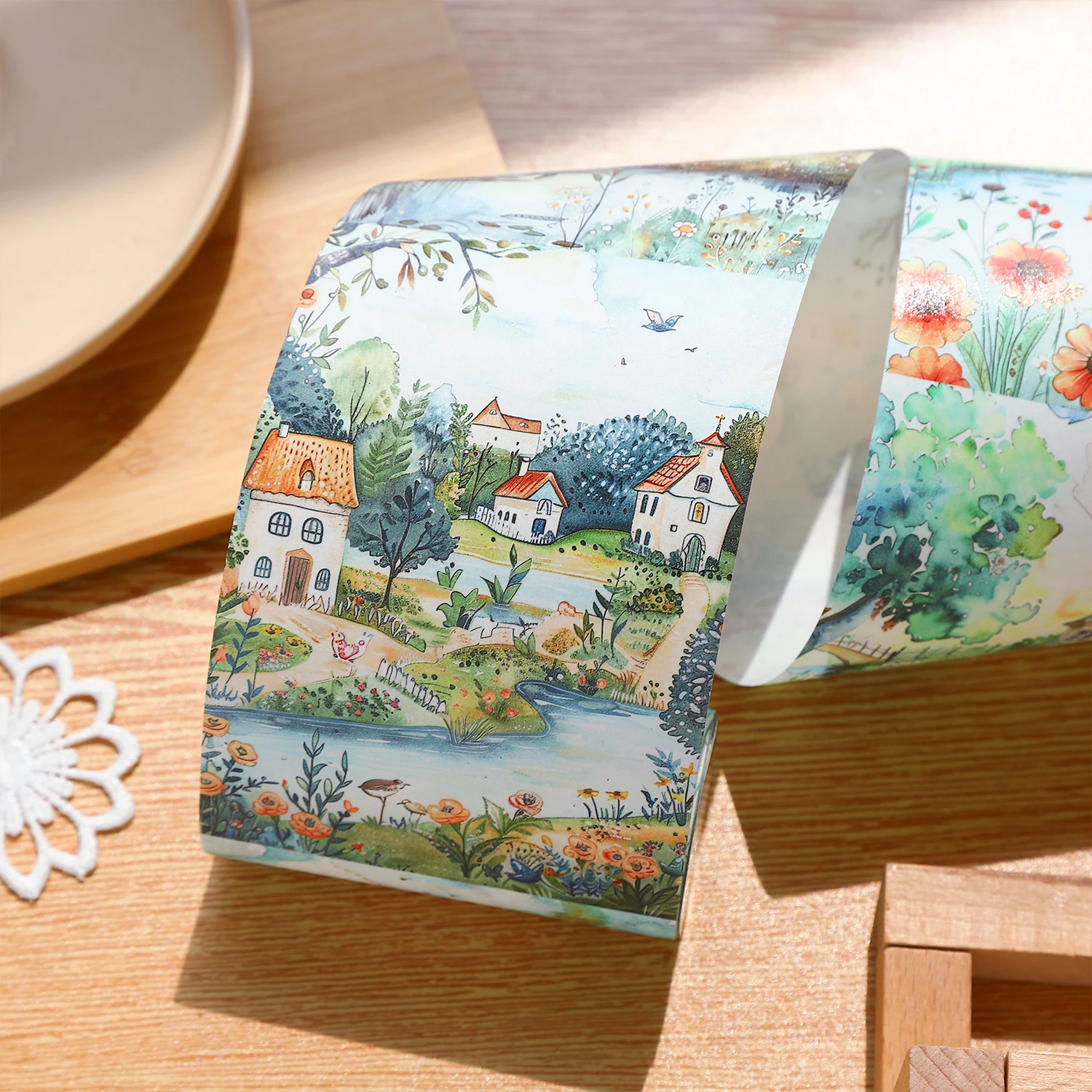 80mm*2m Washi Paper Tapes Four Seasons Scenery Junk Journal Adhesiva Scrapbooking Diary Collage Decoration Stickers Stationery 3