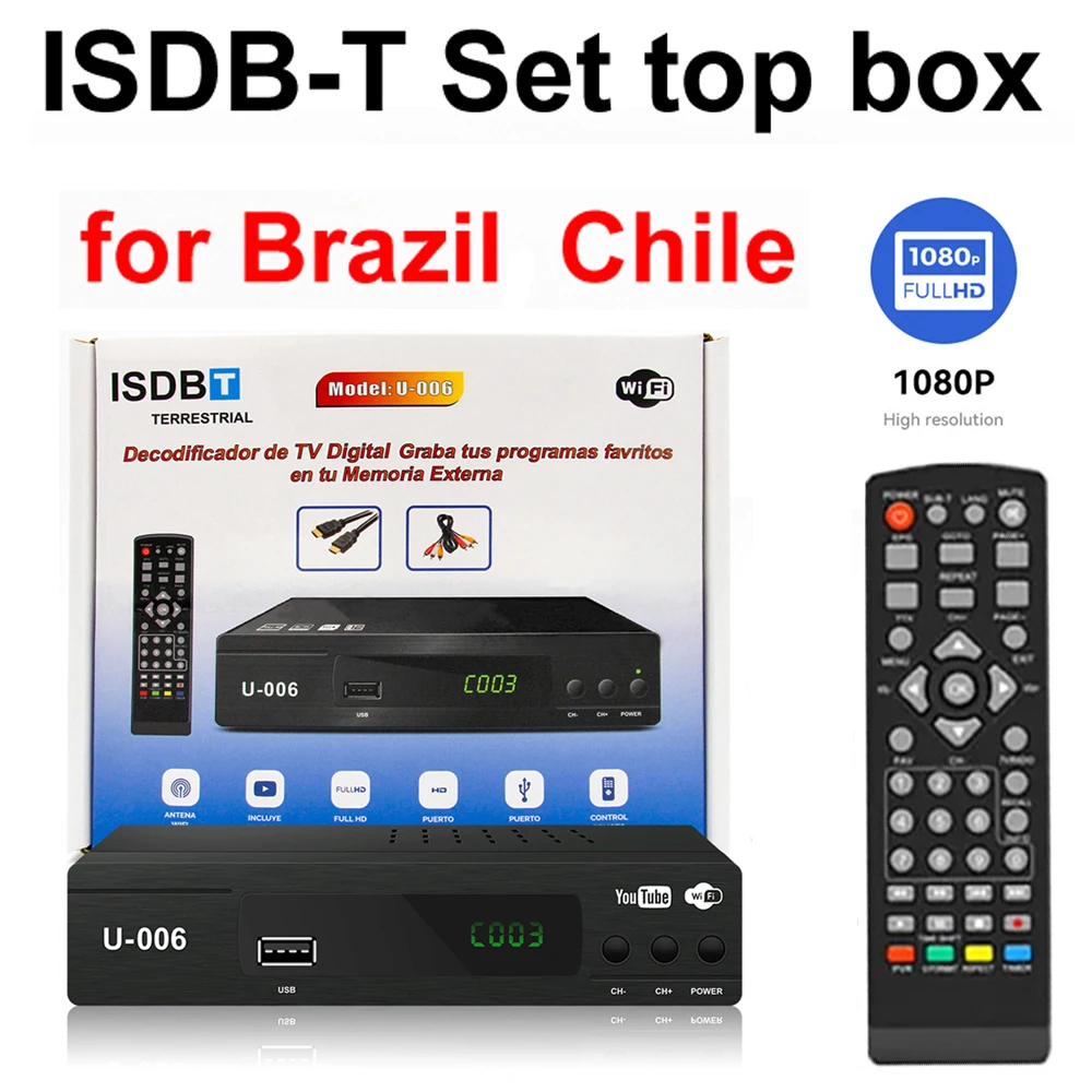 

ISDB-T Digital Terrestrial Video Broadcasting TV Receiver 1080P HD Support HDMI Coaxial Inputs ISDB Set-top box for Chile Brazil