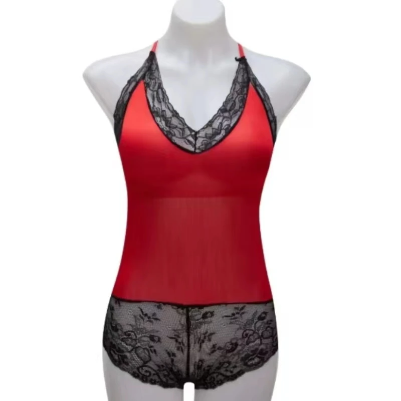 Women Lace Pajamas Nightclothes Black M L XL Sexy Ice Silky Smooth Cool Low Cut V Neck women lace pajamas