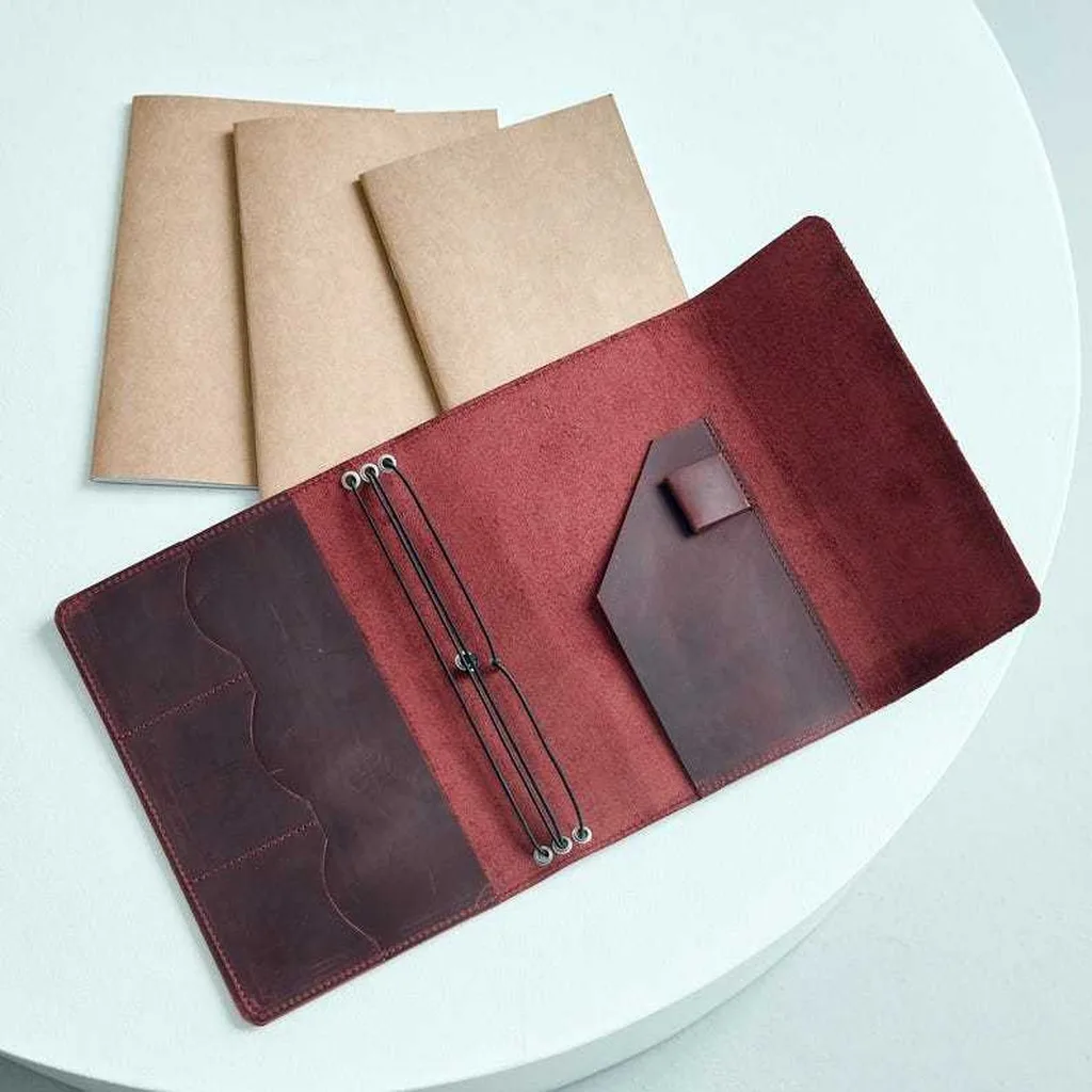 Vintage Crazy Horse Leather Refillable Notebook Organizer - A5 Loose Leaf Journal Cover