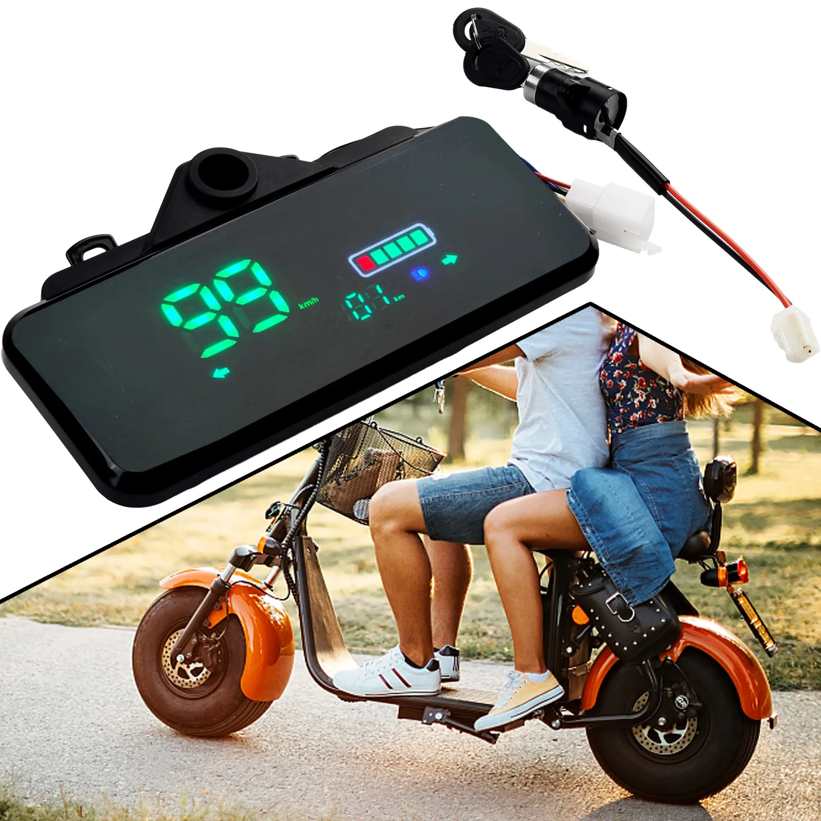 

Ebike Display Display Screen 48-72V E-Bike Ebike Electric Bike Scooter LCD Display Motor Speedmeter Approx 25Cm