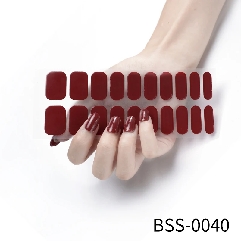 Semi Cured Gel Nail Polish Strips 20 Tips Nail Wraps Artist Self-Ashesive Girl Beauty Nails Sticker UV/LED Lamp Need 2