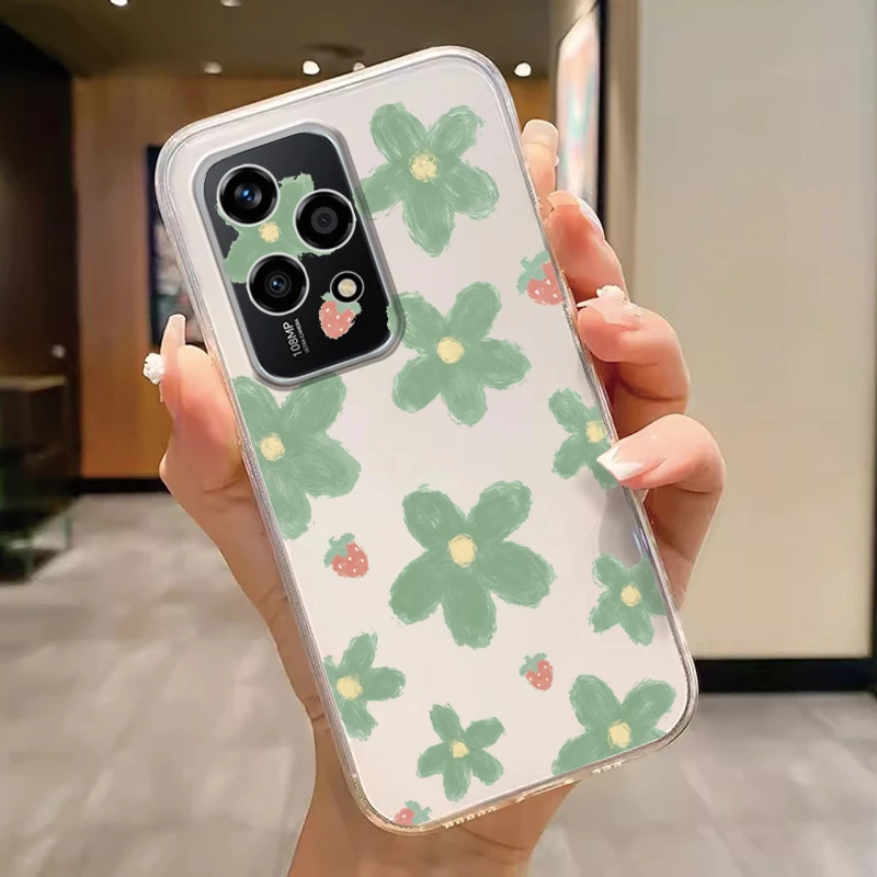 Floral Fashion Clear Silicone Phone Cover - Cute Cat Couple Design