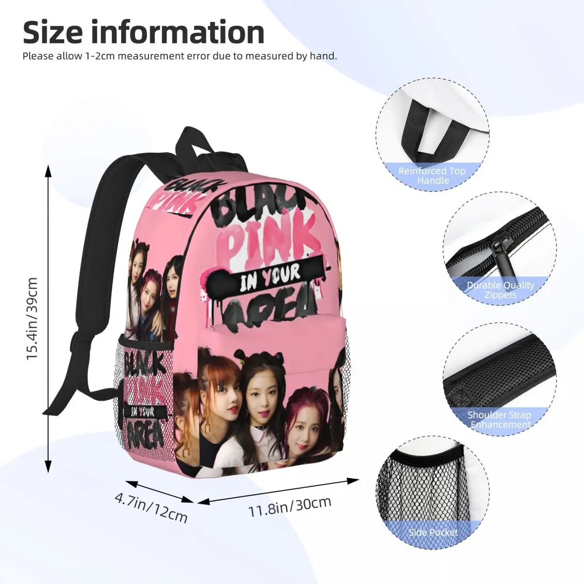 Love Pink Love Black New Fashion High Capacity Waterproof College Backpack Trendy Laptop Travel Book Bag 15inch 4