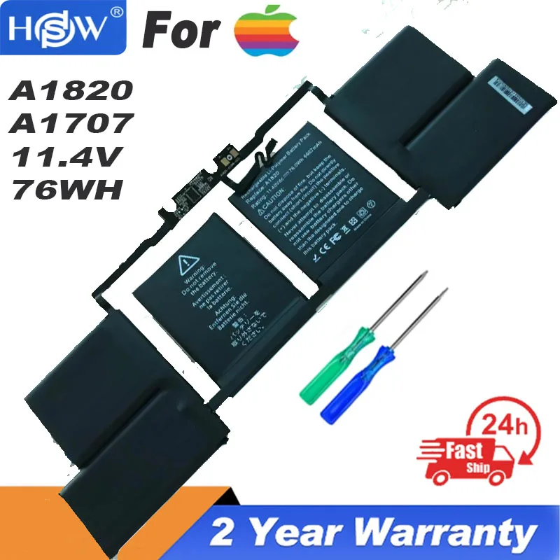 

Сменный аккумулятор A1820 для ноутбука, 76Wh /6667 мАч, для Macbook Pro Retina 15 ''Touch Bar A1707 2016-2017