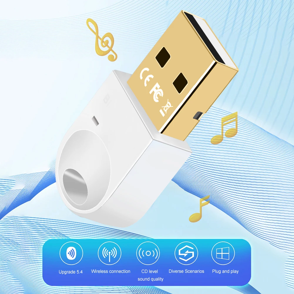 PC 동글 어댑터용 USB 블루투스 어댑터 송신기 리시버, 무선 마우스 키보드 오디오 리시버, Win11, 10/8.1 지원