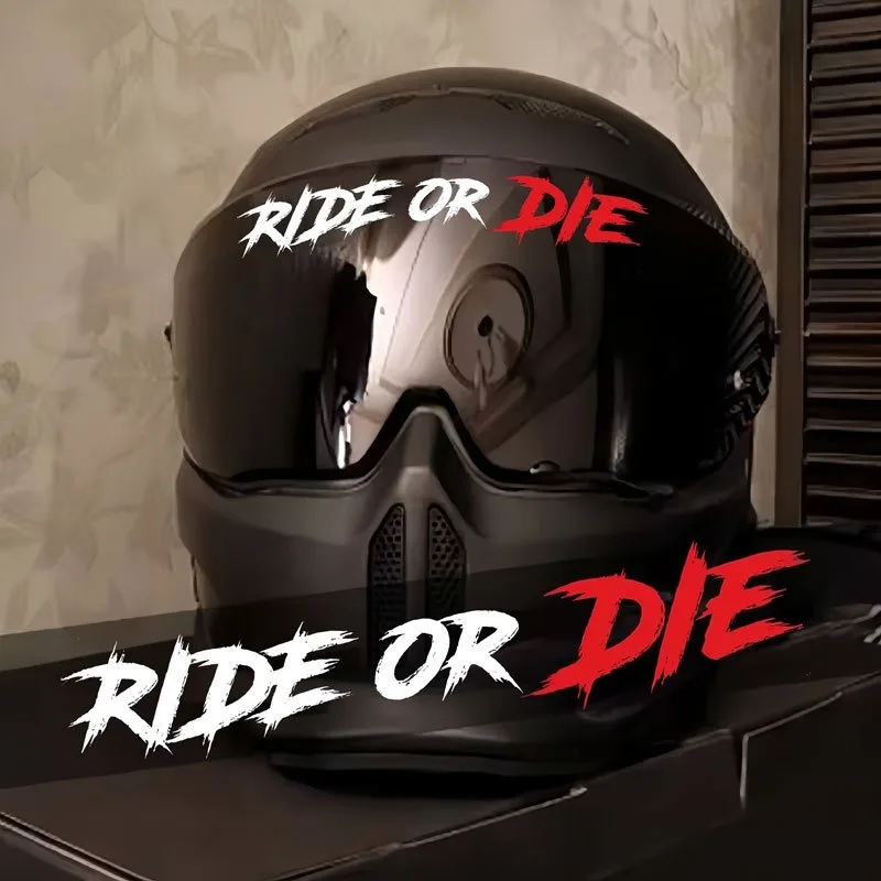 Motorcycle Stickers 2PCS Waterproof for Motorbike Helmet DIY Road Bicycle Top Tube Frame Self-adhesive Vinyl Decals RIDE OR DIE