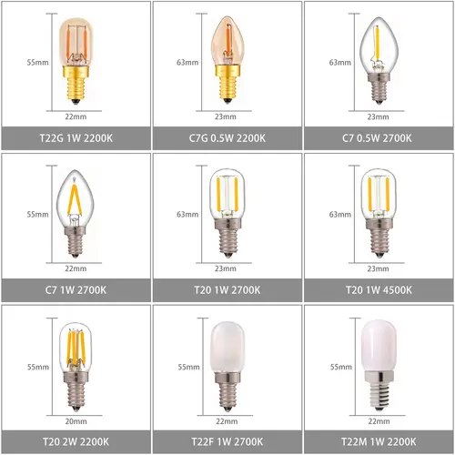 Ganriland Led Candle E12 Light Bulb E14 Effect Dimmable Bulb C7 T22G 1W For Lighting Ampoule US Version 110V EU Version 220V - Image 2