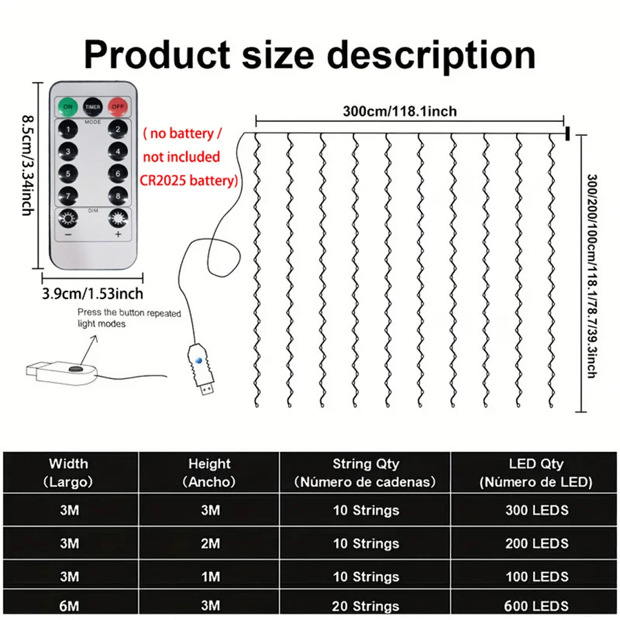 إضاءة ستارة LED بريموت – USB - صورة 1