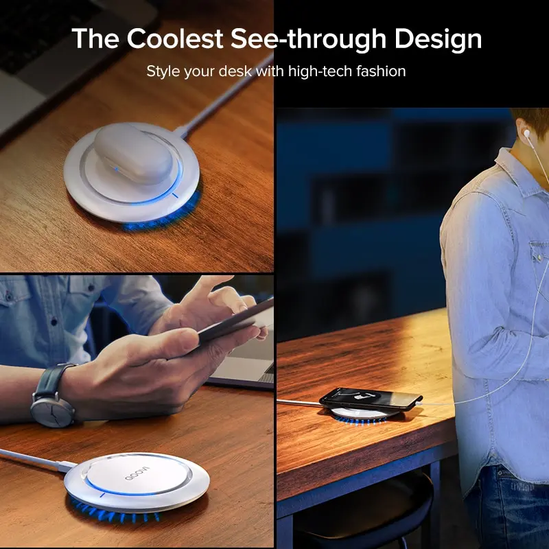 Universal 15W Fast Wireless Charging Pad with USB Qi Technology